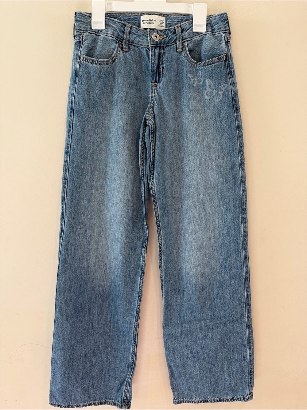 abercrombie kids Light Blue Denim Jeans with Subtle Butterfly Accent
